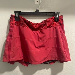Lululemon Rare Red Ziggy Snakeskin Print Pace Rival II Pleated Tennis Skirt